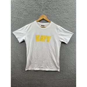 A Bathing Ape Bape Yellow Kiss Logo White T-Shirt Men’s Size Large